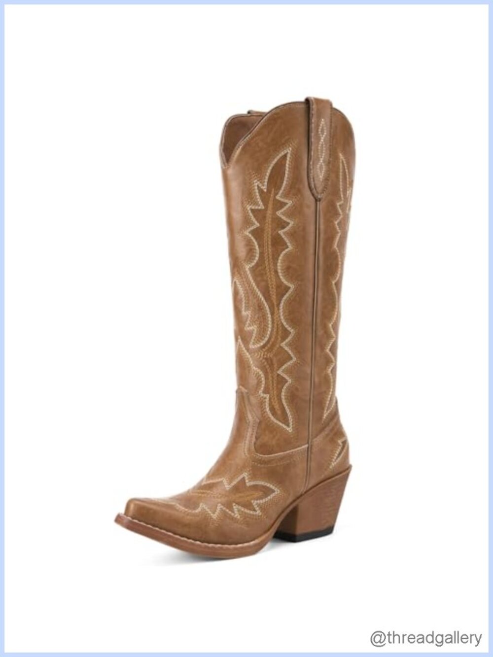 Women's Knee High Western Cowboy Boots Snip Toe Cuban Heel